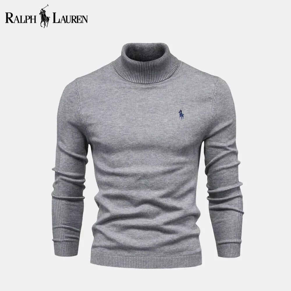Camisola de lã de malha entrançada com gola alta Polo RL