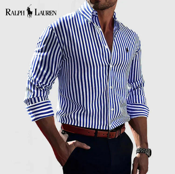 Camisa social às riscas de algodão L.R™
