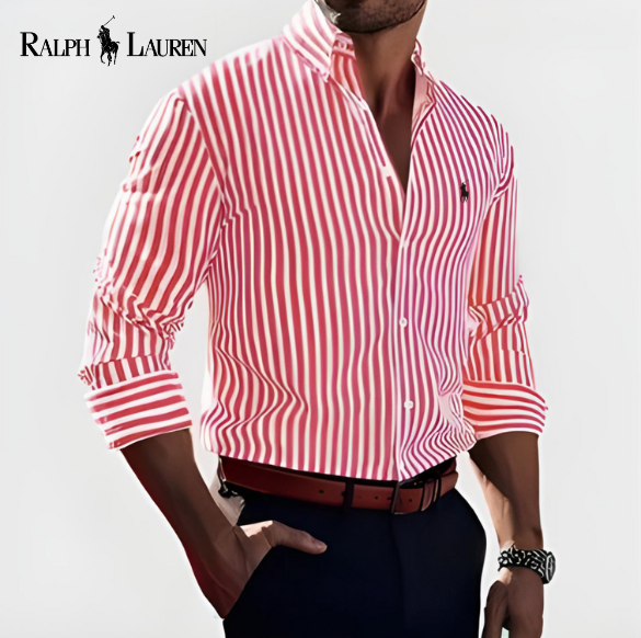 Camisa social às riscas de algodão L.R™