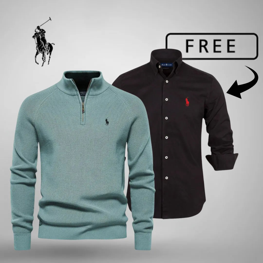 Estilo e conforto premium – camisola com meio fecho™ + camisa clássica GRÁTIS