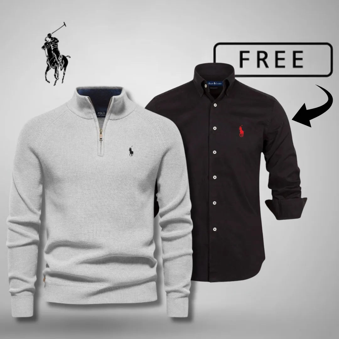 Estilo e conforto premium – camisola com meio fecho™ + camisa clássica GRÁTIS
