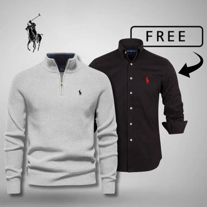 Estilo e conforto premium – camisola com meio fecho™ + camisa clássica GRÁTIS