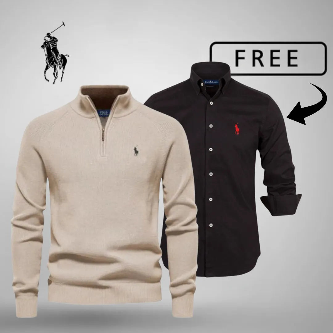 Estilo e conforto premium – camisola com meio fecho™ + camisa clássica GRÁTIS