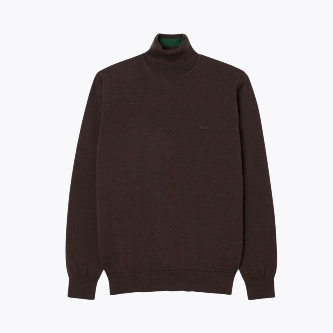 Camisola LC de lã merino com gola alta enrolada