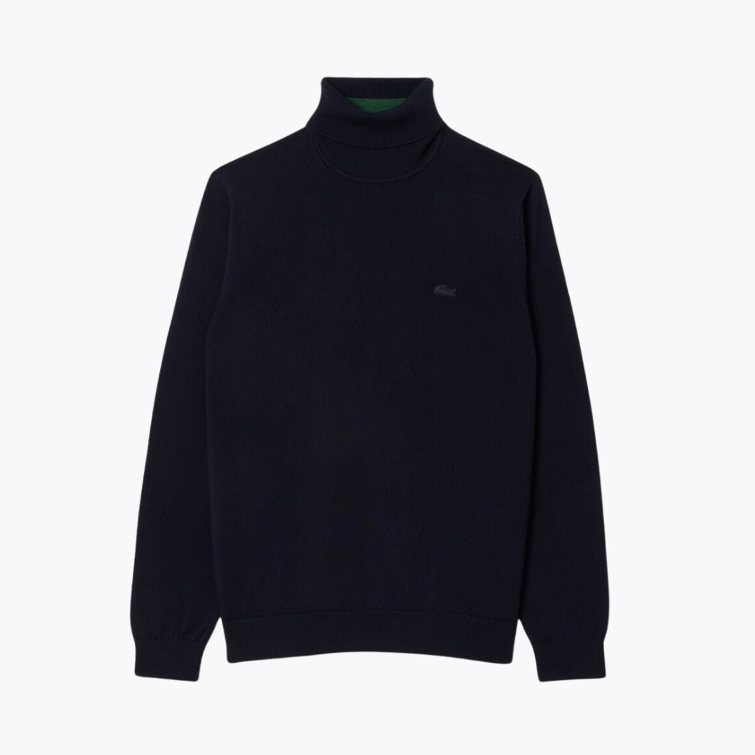 Camisola LC de lã merino com gola alta enrolada