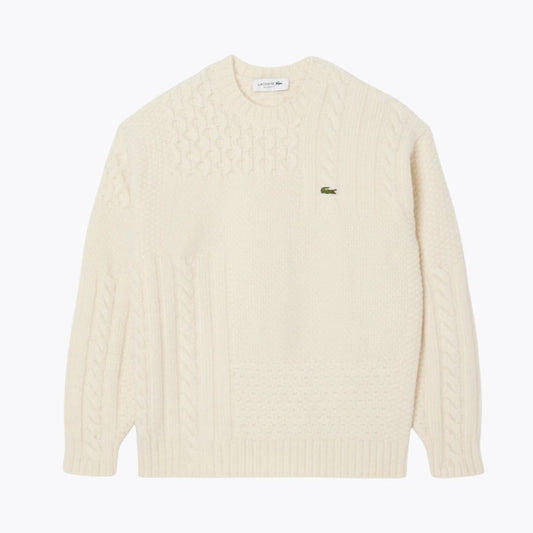 Camisola LC de lã com efeito de retalhos e corte descontraído