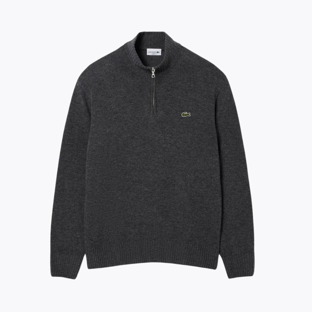 Camisola LC de lã cardada com gola alta e fecho