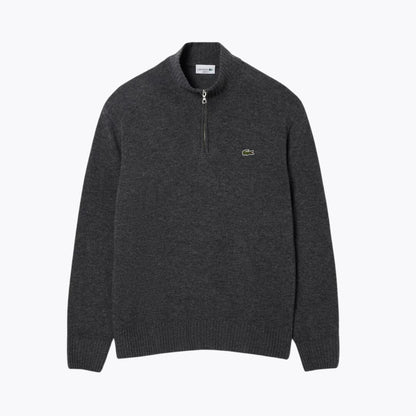 Camisola LC de lã cardada com gola alta e fecho