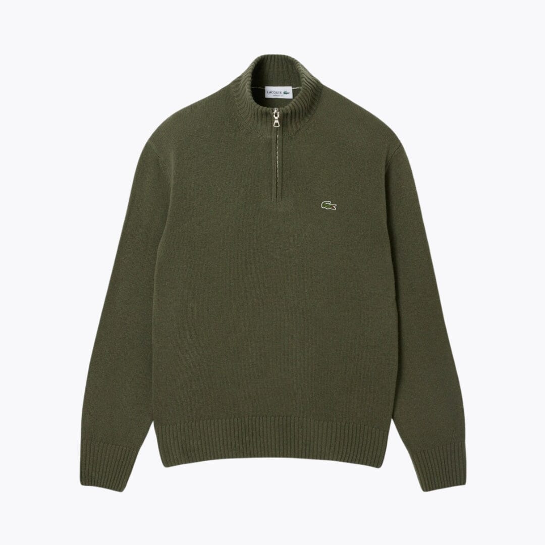 Camisola LC de lã cardada com gola alta e fecho