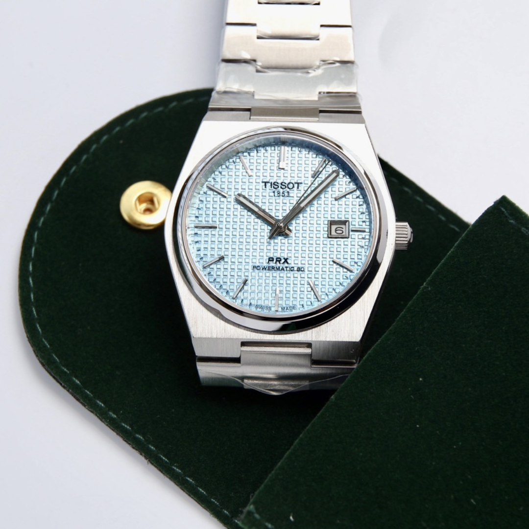Tissot PRX Textured 40mm-es jégkék karóra