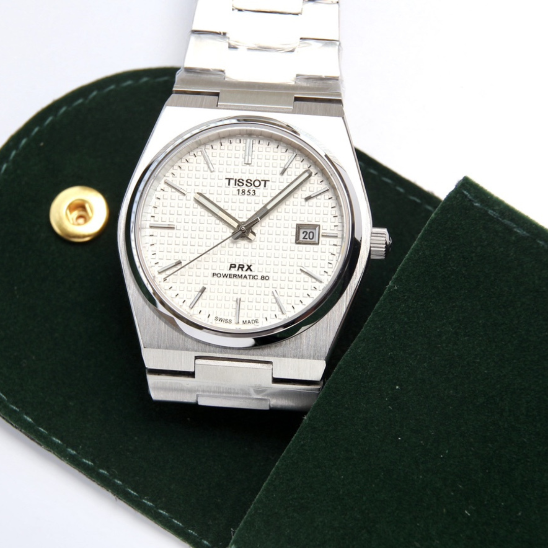 ТЅТ PRX Textured 40mm zegarek srebrno-biały