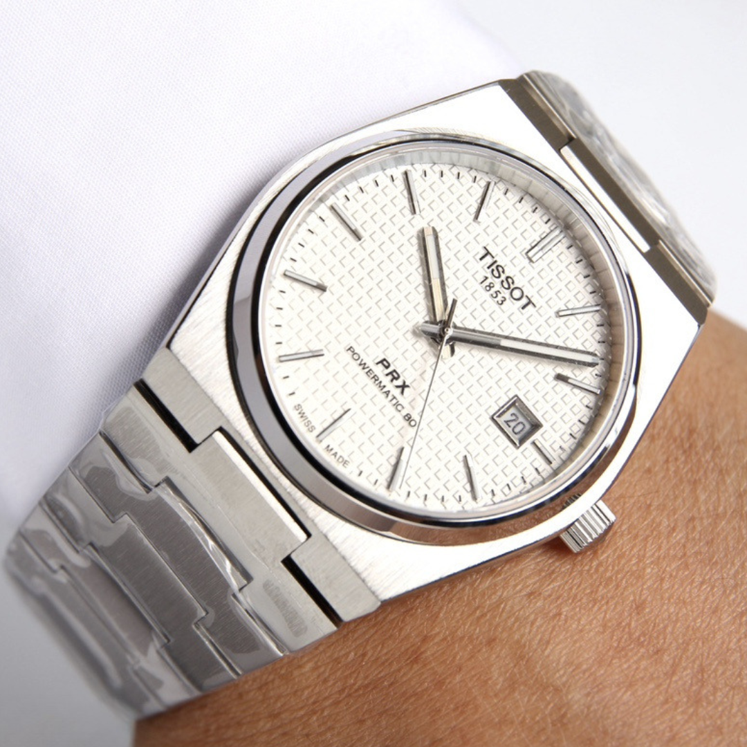 ТЅТ PRX Textured 40mm zegarek srebrno-biały