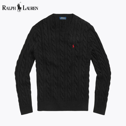 Camisola de algodão de malha entrançada RL