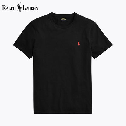 T-shirt de jersey com gola redonda de corte justo personalizado RL