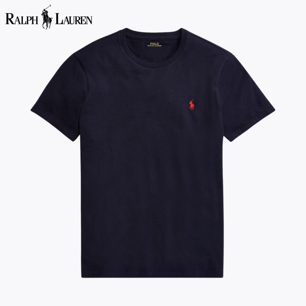 T-shirt de jersey com gola redonda de corte justo personalizado RL