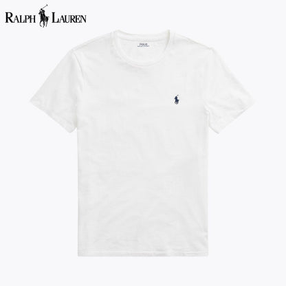 T-shirt de jersey com gola redonda de corte justo personalizado RL