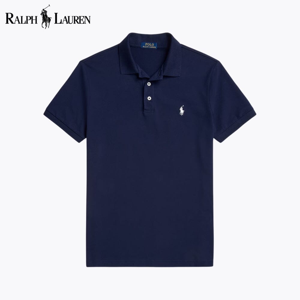 Polo de malha elástica de corte justo personalizado RL