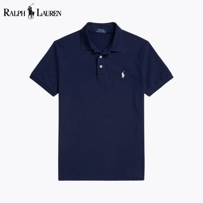 Polo de malha elástica de corte justo personalizado RL