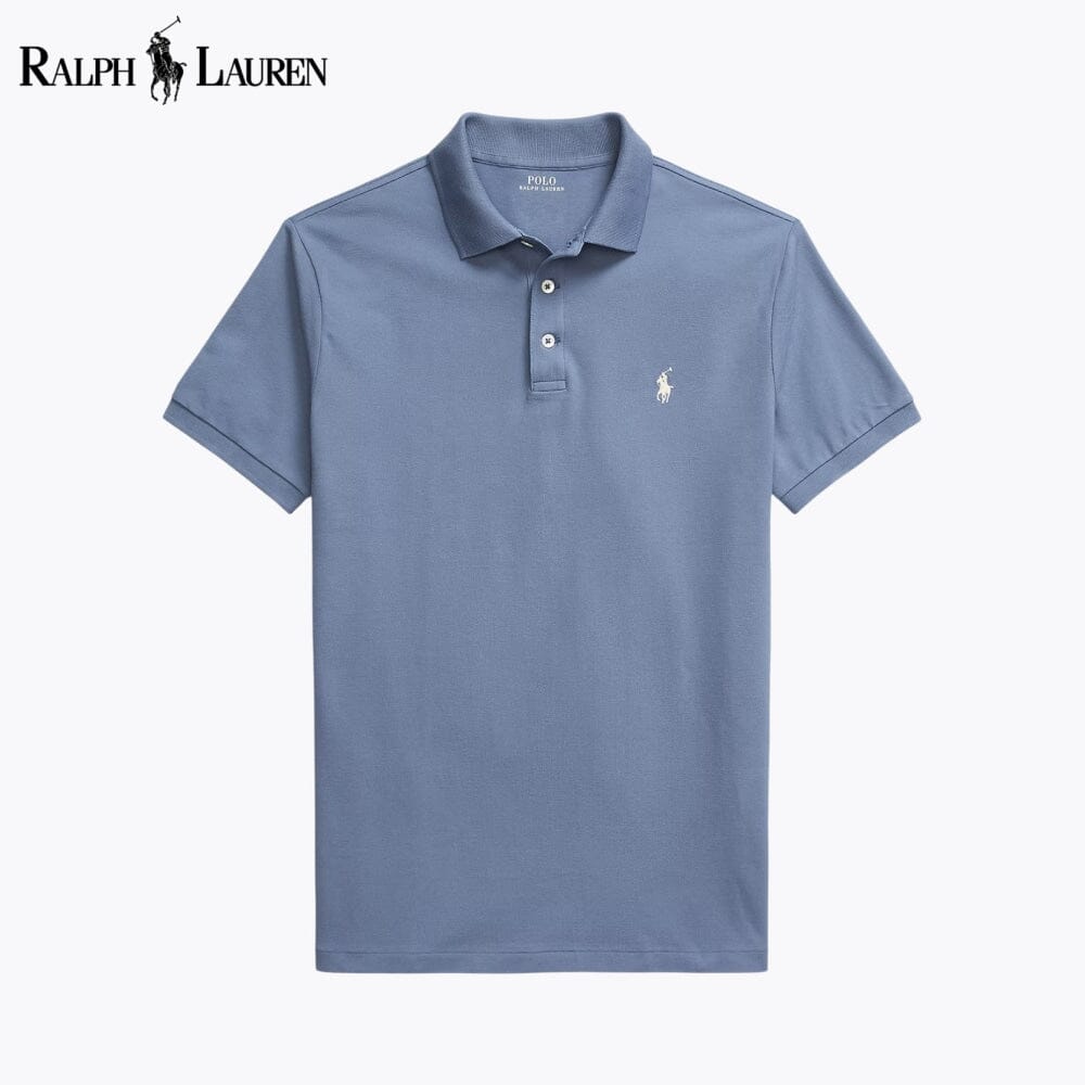 Polo de malha elástica de corte justo personalizado RL