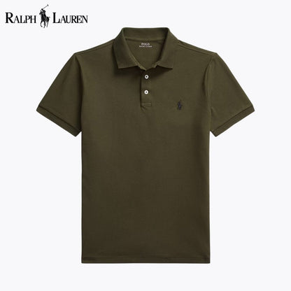 Polo de malha elástica de corte justo personalizado RL