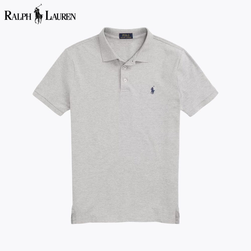 Polo de malha elástica de corte justo personalizado RL