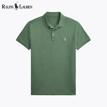 Polo de malha elástica de corte justo personalizado RL