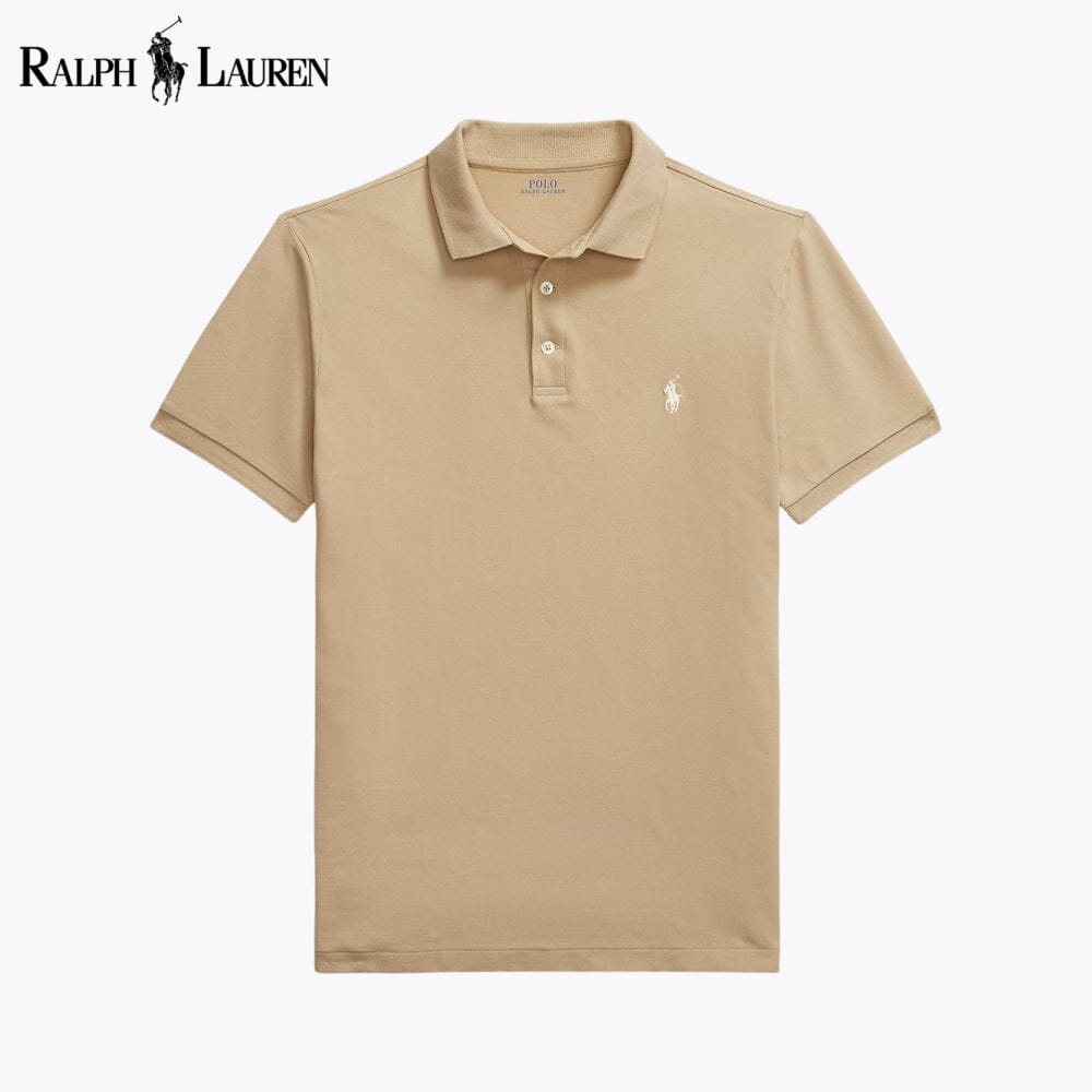 Polo de malha elástica de corte justo personalizado RL
