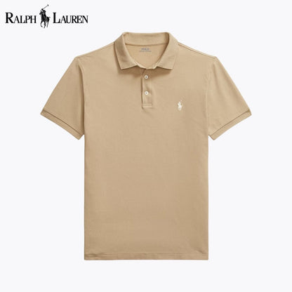 Polo de malha elástica de corte justo personalizado RL
