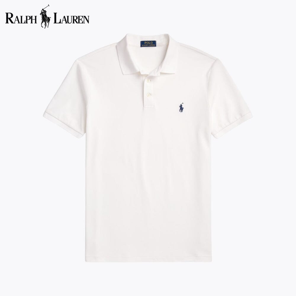 Polo de malha elástica de corte justo personalizado RL