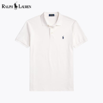Polo de malha elástica de corte justo personalizado RL
