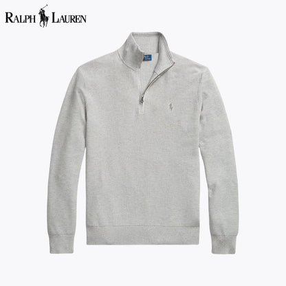 Camisola de algodão de malha com fecho até ao peito RL