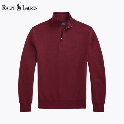 Camisola de algodão de malha com fecho até ao peito RL