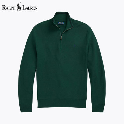 Camisola de algodão de malha com fecho até ao peito RL