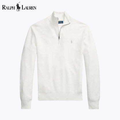 Camisola de algodão de malha com fecho até ao peito RL
