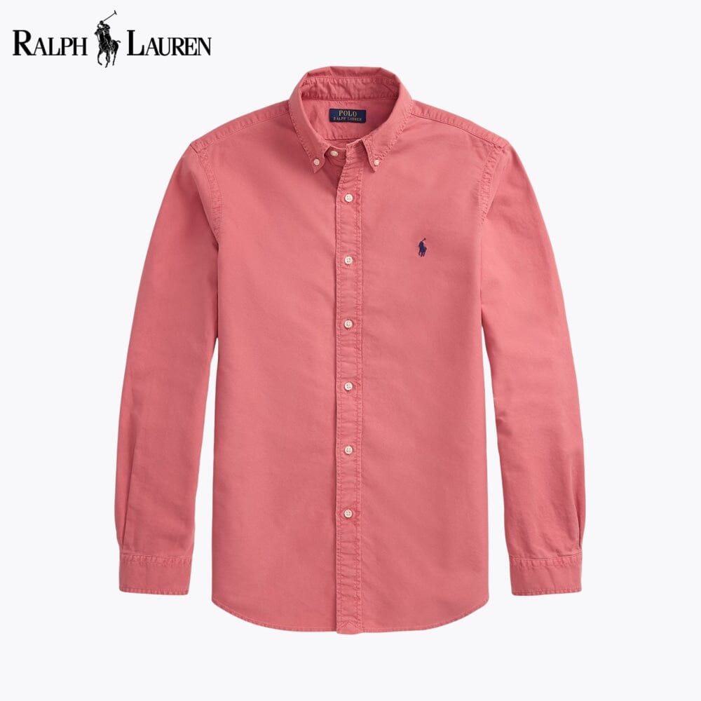Camisa Oxford de corte justo com tingimento em peça Polo RL