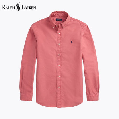 Camisa Oxford de corte justo com tingimento em peça Polo RL