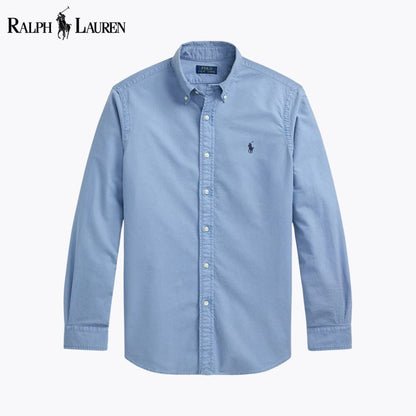 Camisa Oxford de corte justo com tingimento em peça Polo RL