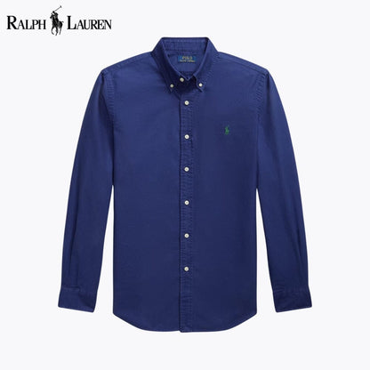 Camisa Oxford de corte justo com tingimento em peça Polo RL