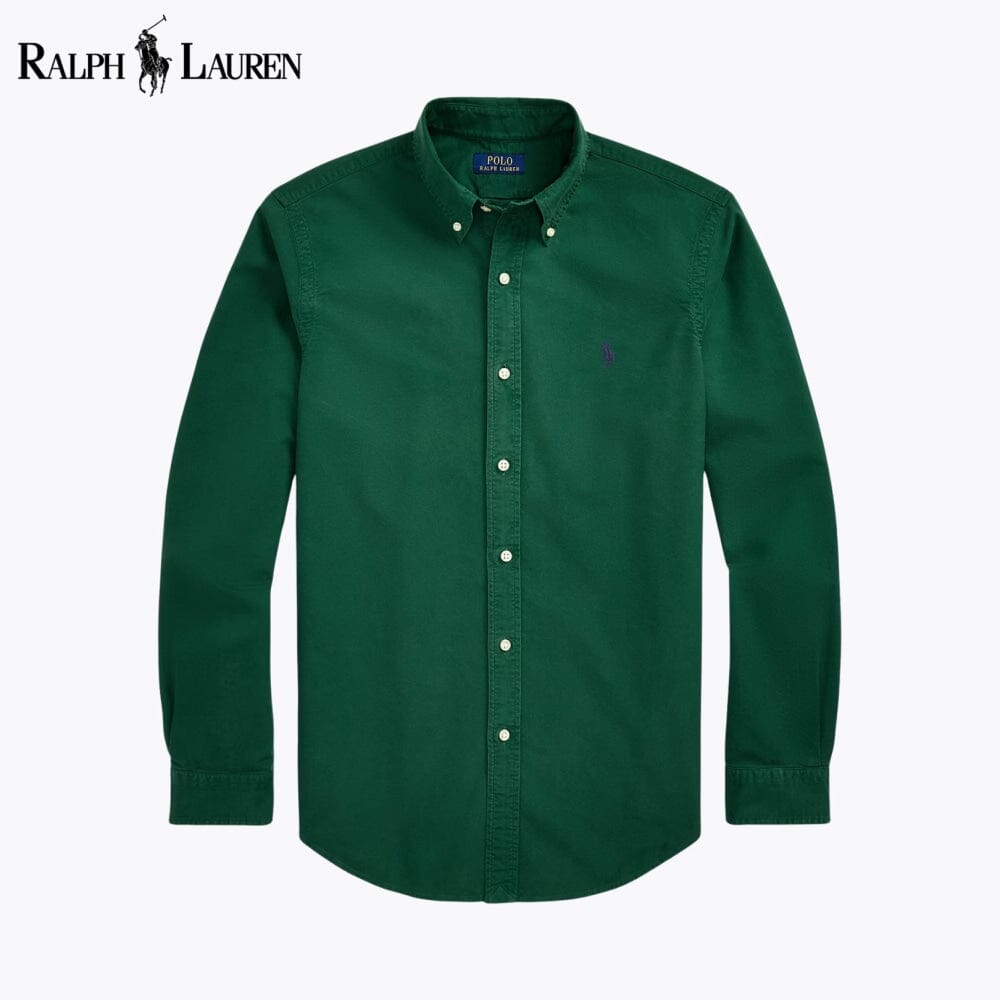 Camisa Oxford de corte justo com tingimento em peça Polo RL