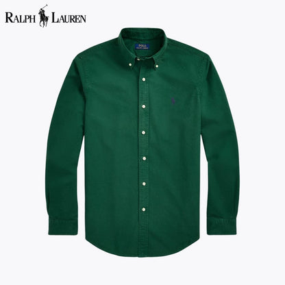 Camisa Oxford de corte justo com tingimento em peça Polo RL