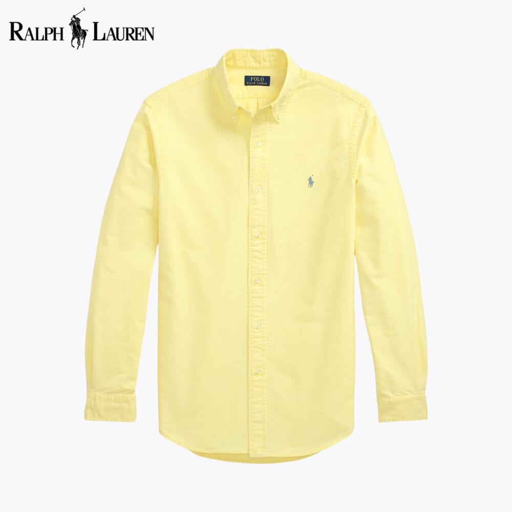 Camisa Oxford de corte justo com tingimento em peça Polo RL