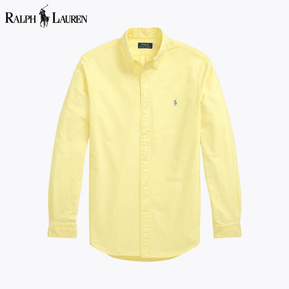 Camisa Oxford de corte justo com tingimento em peça Polo RL