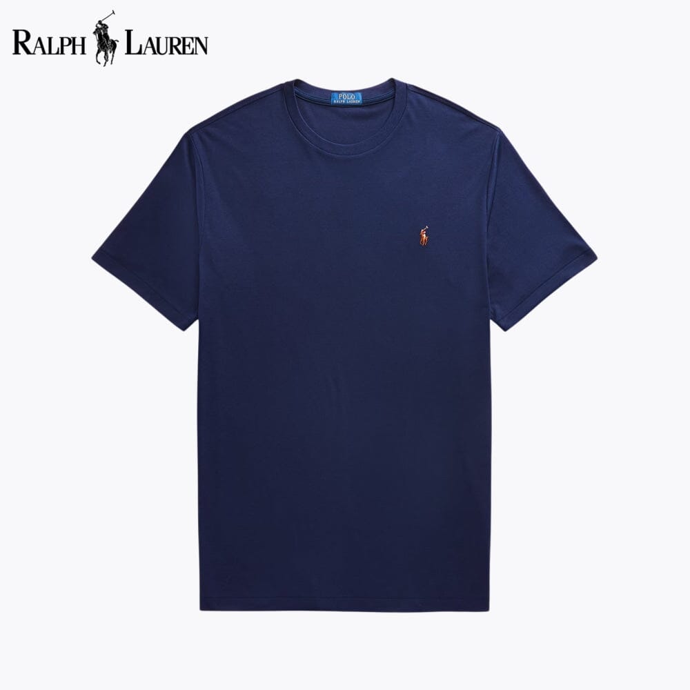 T-shirt de algodão macio com gola redonda RL