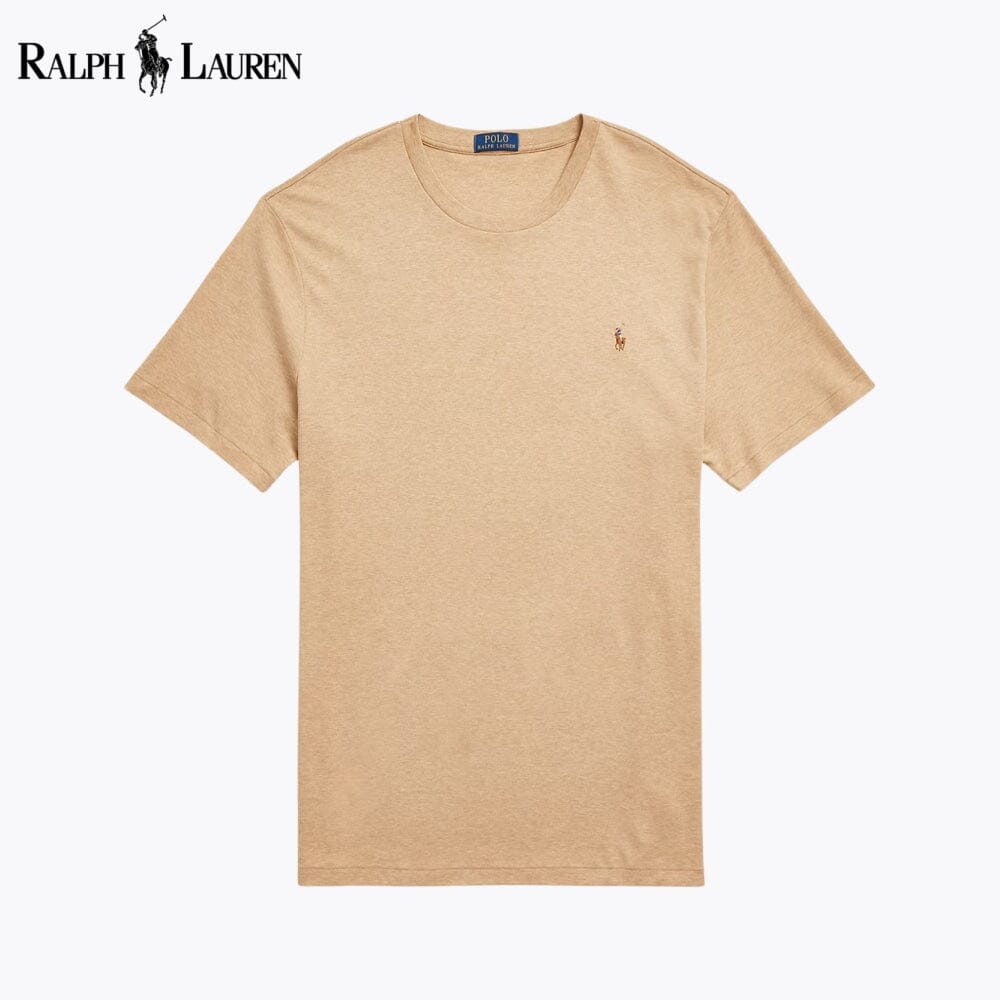 T-shirt de algodão macio com gola redonda RL