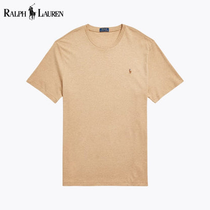 T-shirt de algodão macio com gola redonda RL