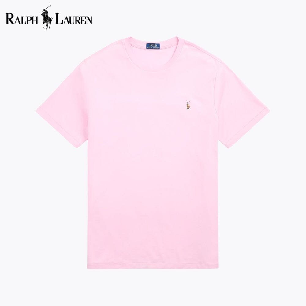 T-shirt de algodão macio com gola redonda RL