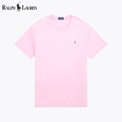 T-shirt de algodão macio com gola redonda RL