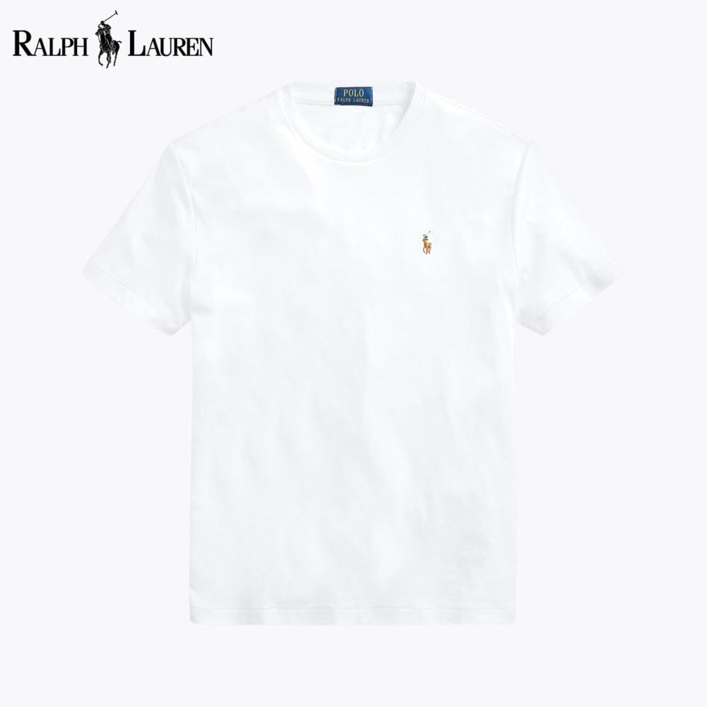 T-shirt de algodão macio com gola redonda RL