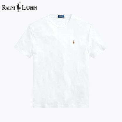 T-shirt de algodão macio com gola redonda RL