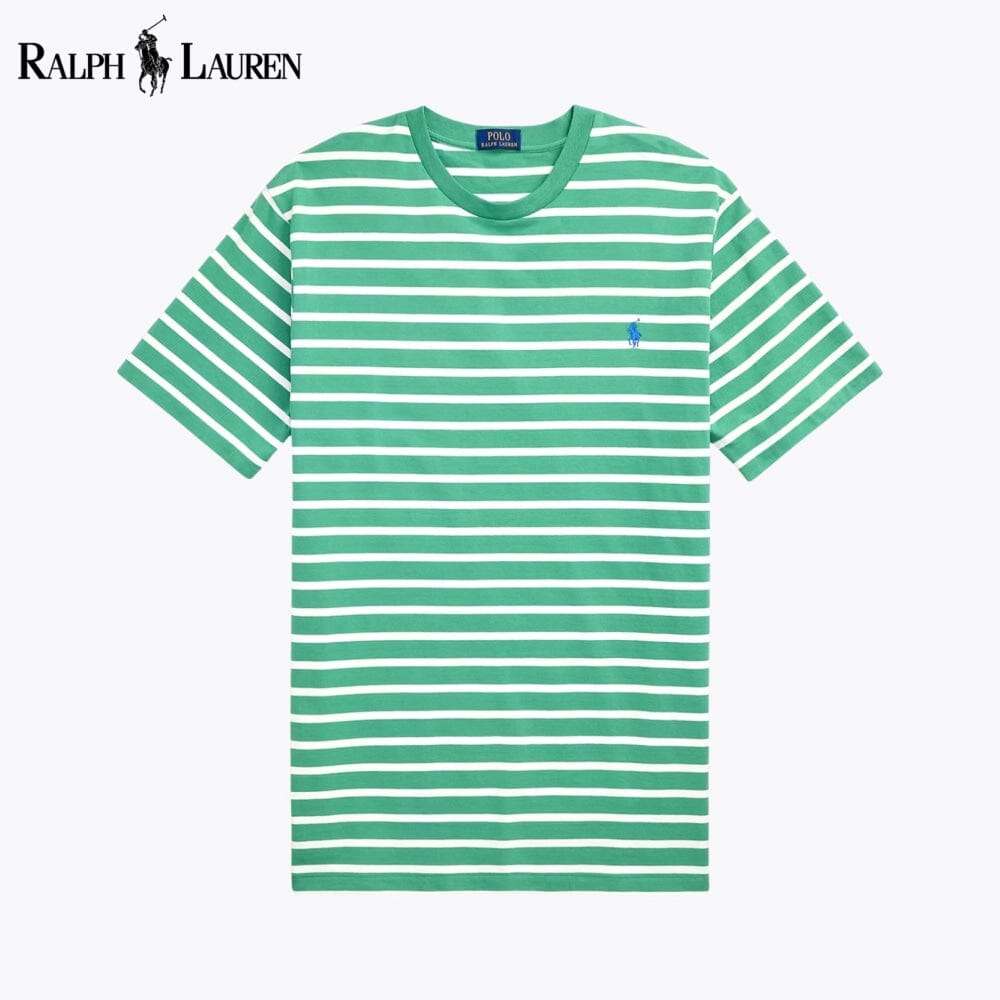T-shirt de gola redonda em jersey às riscas Polo RL